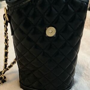 QUILTED PUFFY PHONE CASE WITH CROSSBODY CHAIN BUTTON SNAP